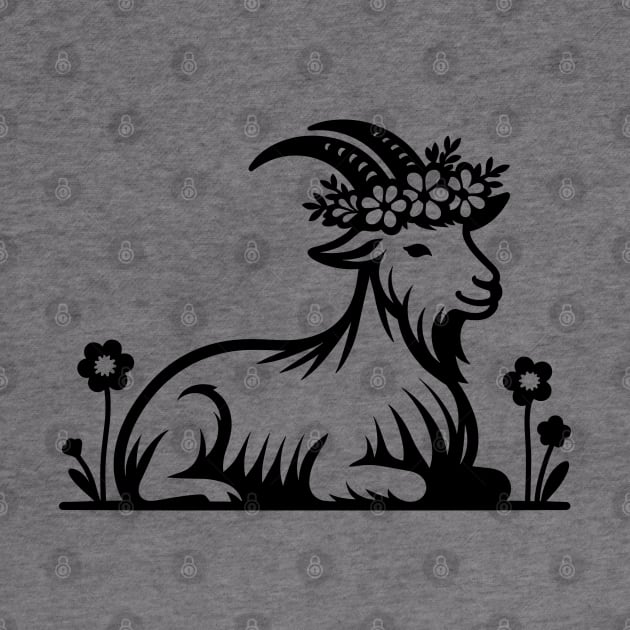 Goat Wearing a Flower Crown by KayBee Gift Shop